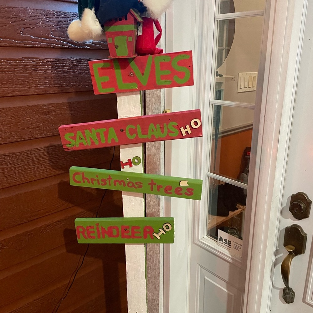 Festive Holiday Sign with Red and Green Accents